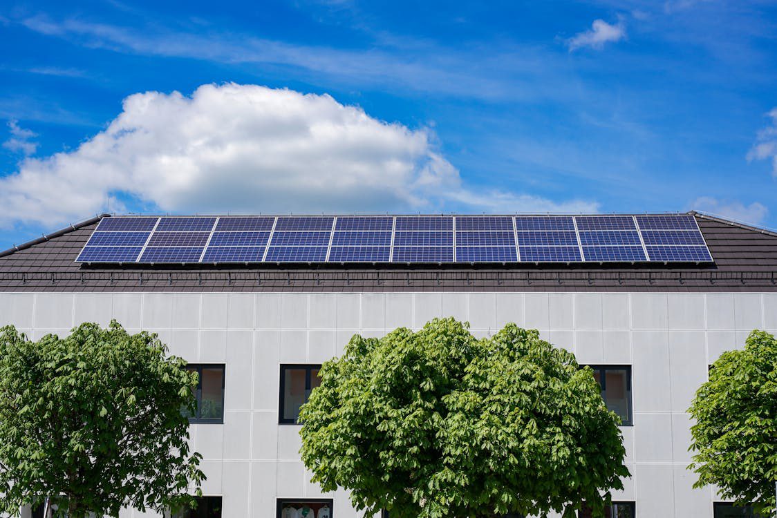 Solar panels on a building